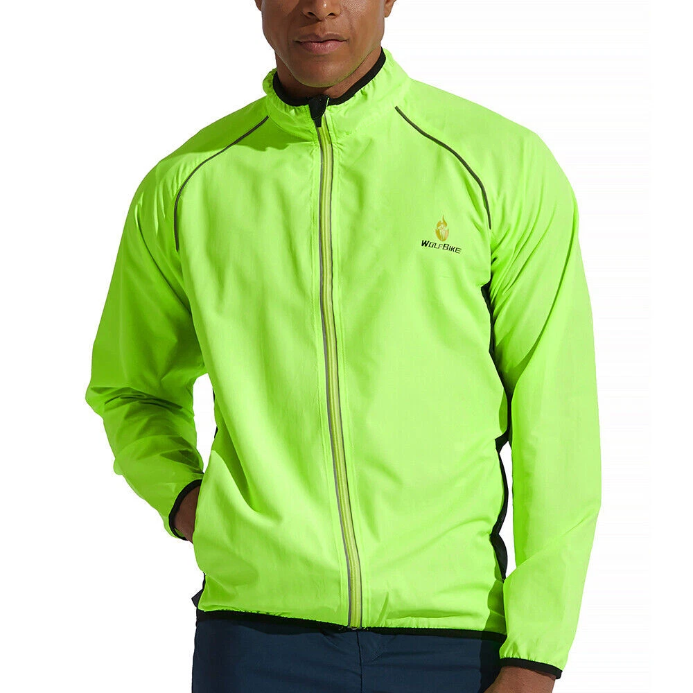 WOSAWE Mens Windproof Cycling Jacket Hi Viz Reflective MTB Bike Ride Sports Coat