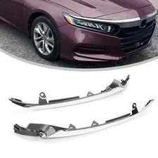 2pc Front Bumper Grille Chrome Molding Headlight Trim For Honda Accord 2018-2020
