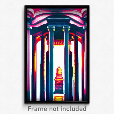 Pixel Art Poster - Marvelous Pillar (8 Bit Psychedelic Trippy Video Game Print)