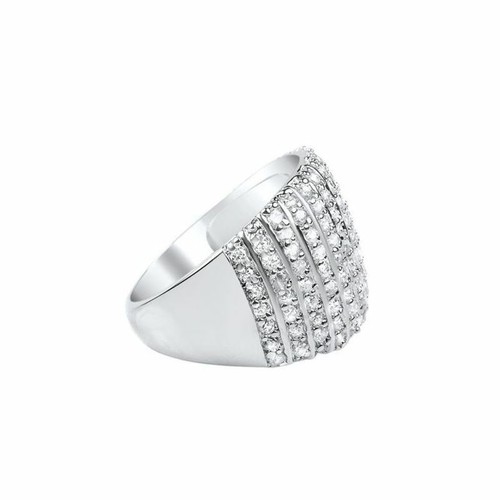 Large 925 Pave CZ Ring Sterling Silver Wide Cocktail Band White Cubic Zirconia - Picture 2 of 3
