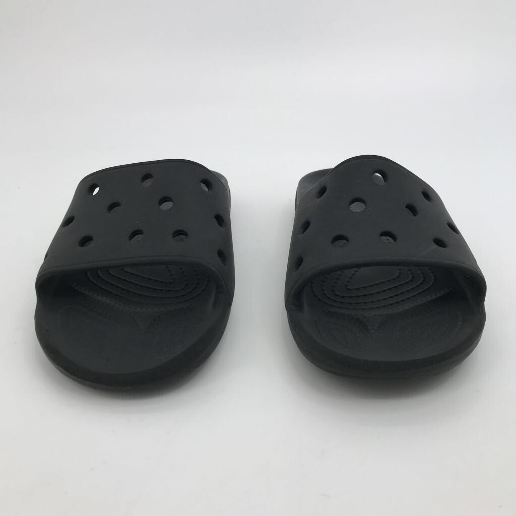 womens black croc slides