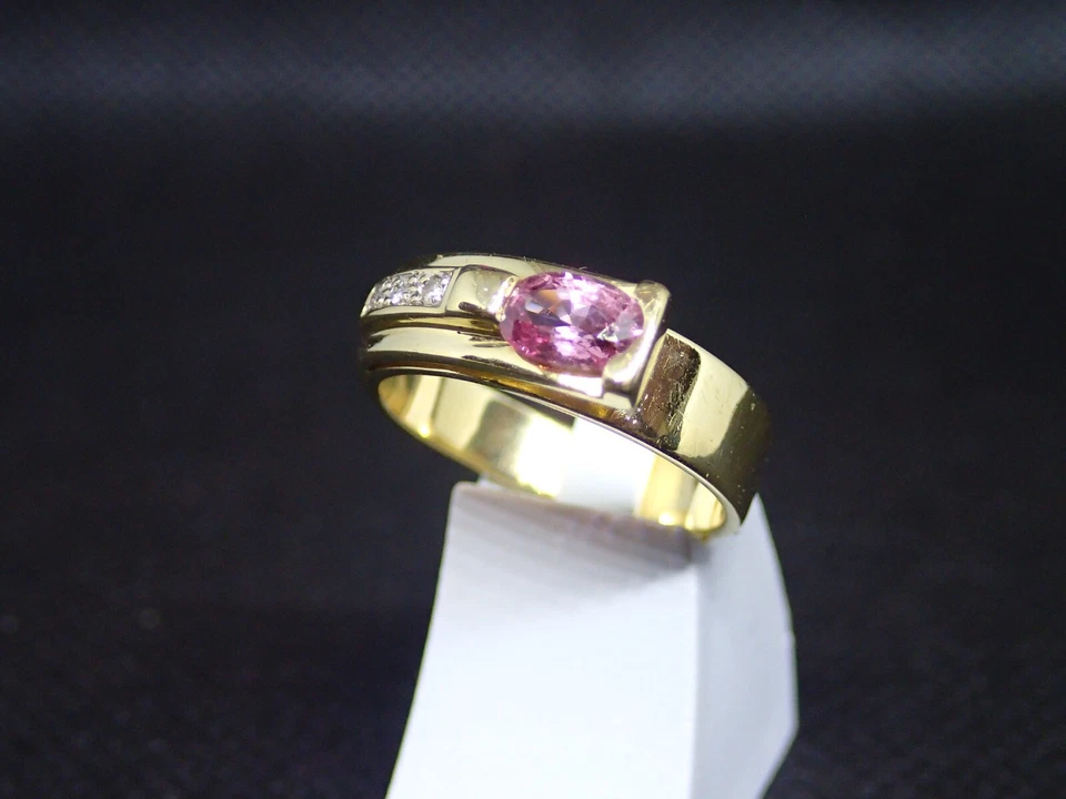 Bague en Or jaune 750/ème de 4.30g, tourmaline  / Bijoux d'occasion - Photo 4/4