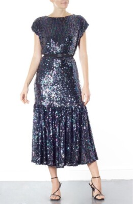 Wolf & Badger Meem Label Drop Waist Sequin Evening Party Midi Kate Dress M  UK 14 | eBay