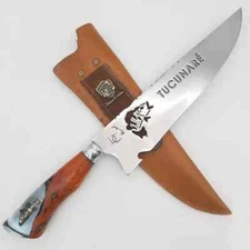 Faca Cuchillo Knife Artesanal 10" Doma Criola Tucunaré Cabo Peixe Barbecue BBQ
