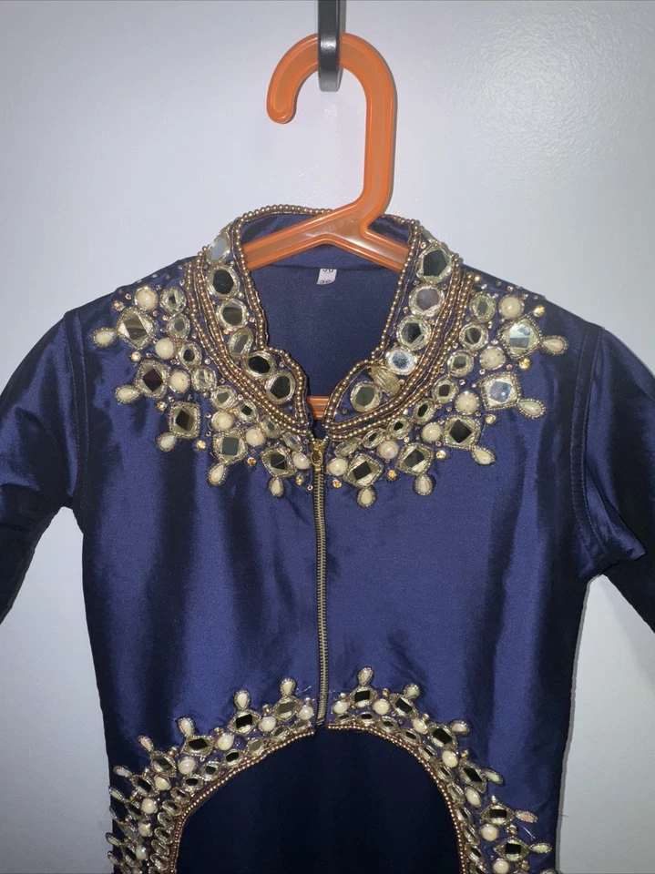 Chaqueta Sobre Abrigo Azul Banjara Bordada a Mano Espejo Étnico Boho Niño Talla 6 7 Foto 4 de 4