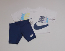 NWT 2pc Nike Colorful Logo Top  Blue Bike Shorts Set sz 6X