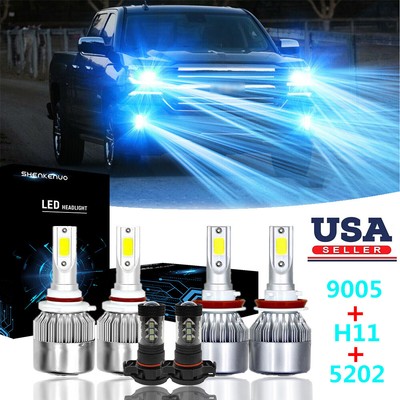 6X 8000K LED Headlight Fog Light Upgrade For 2007-2013 GMC Sierra 1500 2500 3500