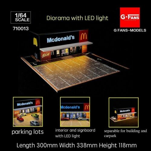 1:64 Diorama Car Garage Model City Parking Lot Backdrop LED Lighting Scene Model - Afbeelding 1 van 105