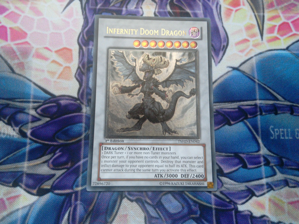 YUGIOH INFERNITY DOOM DRAGON ULTIMATE RARE 1st EDITION TSHD-EN042 