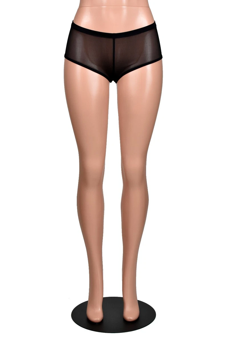 Black Mesh Booty Shorts XS S M L XL 2XL 3XL plus size sheer see through  short