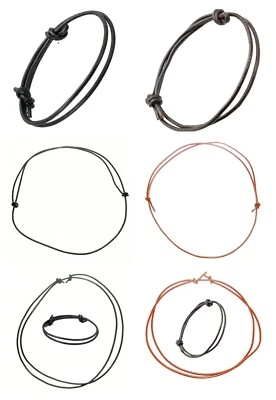 BENERINI Gargantilla collar y pulsera de nudo deslizante ajustable con cordón de cuero para hombres y mujeres regalos