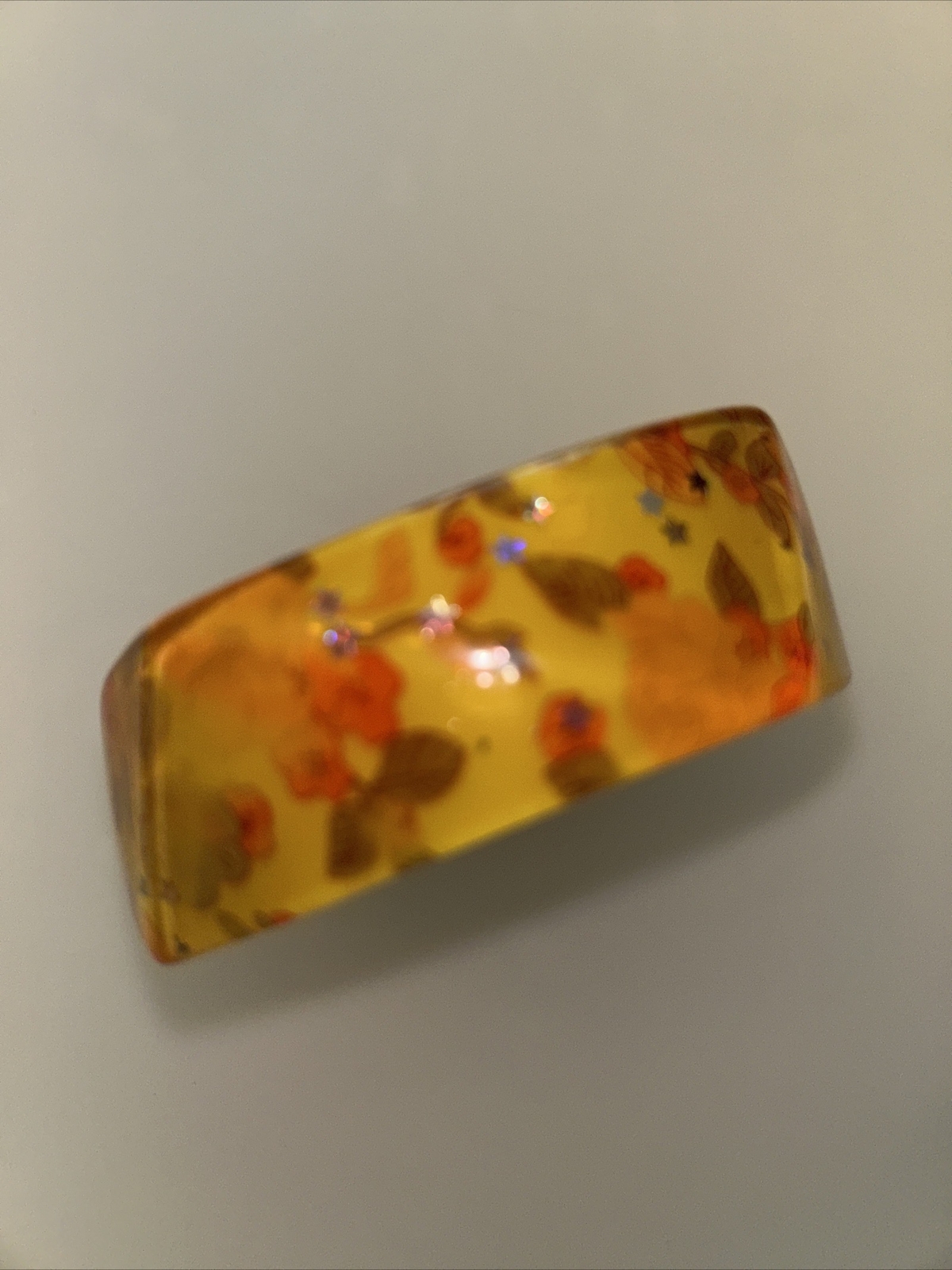 Translucent Floral Lucite Square Bangle Bracelet … - image 5
