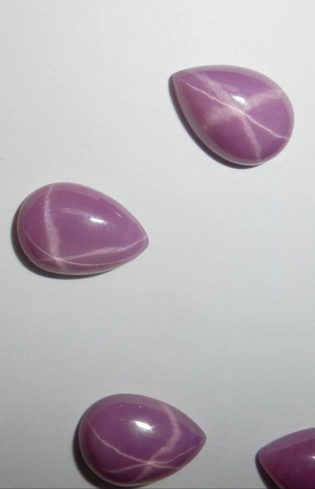 Opaque Star Ruby Pear 13x9 mm Cabochon 6 Rayed Lab-created Stone 1 piece Lot - Image 2 of 4