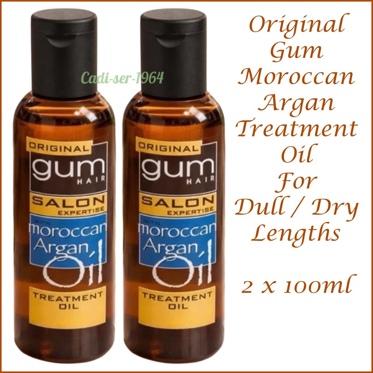 Original Gum Hair Treatment Oil with Moroccan Argan Oil 100ml x2 NEW