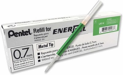 Pentel LR7  20* Roller Refill for EnerGel Gel Pen 0.7mm Metal Tip Green  Color