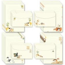72 Pieces Cute Cat Writing Paper and Envelopes, 8.3x5.6 Inch Stationery Set, ...