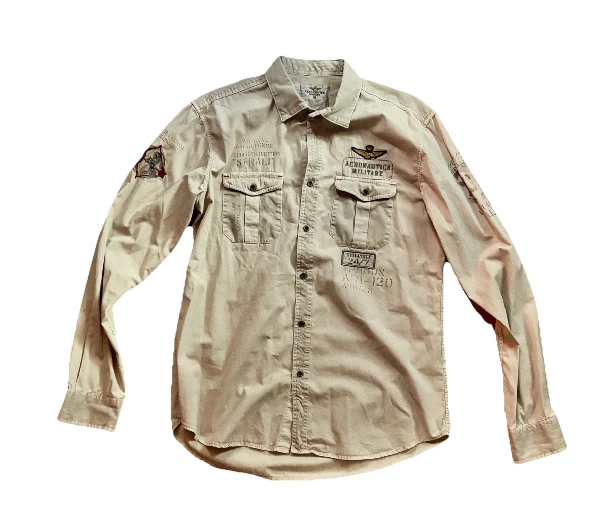 シャツ Long Sleeve Regular Size Aeronautica Militare Shirts for Men for