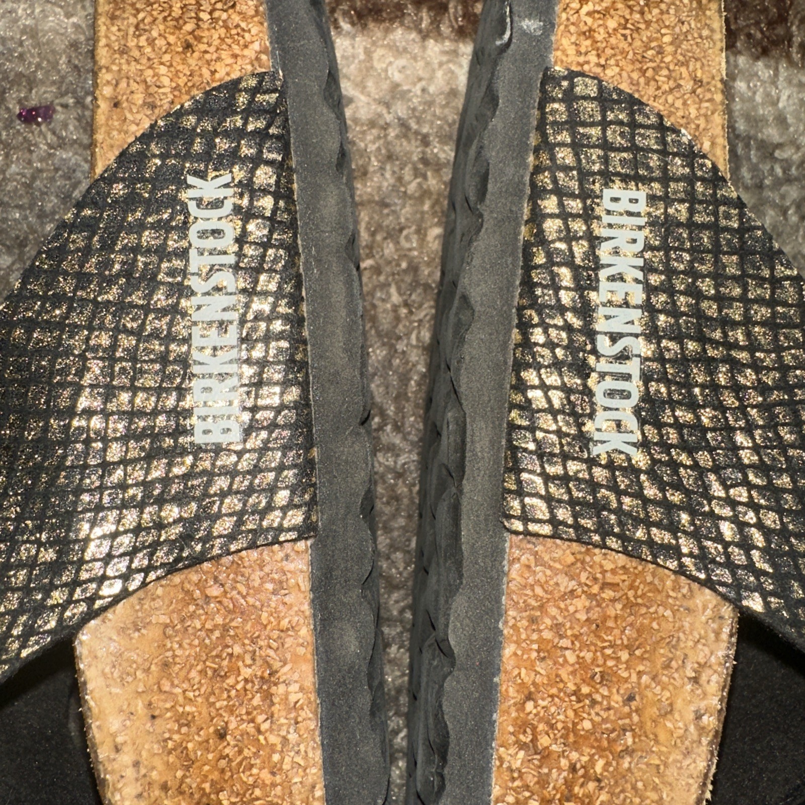 Birkenstock Gizeh Sandals in Shiny Python Black/G… - image 4