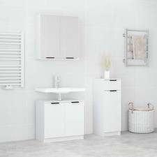 Meubles de Salle de Bain 3 pcs Blanc Bois Ingénierie Rangement Armoires vidaXL
