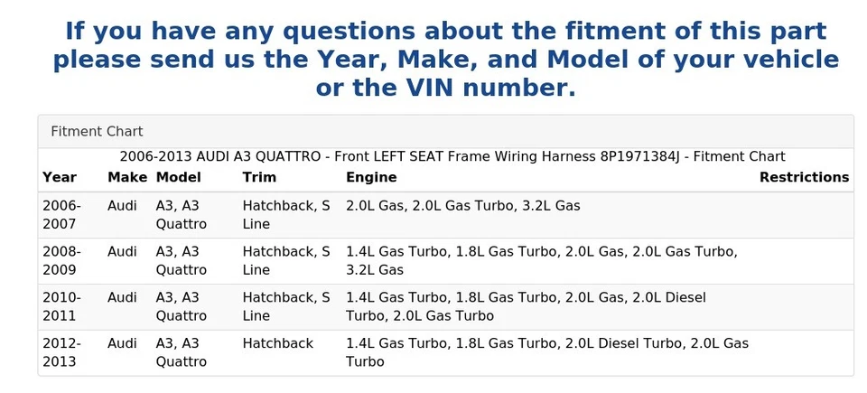 AUDI A3 QUATTRO 2006-2013 - ASIENTO DELANTERO IZQUIERDO marco arnés de cableado 8P1971384J Foto 4 de 4
