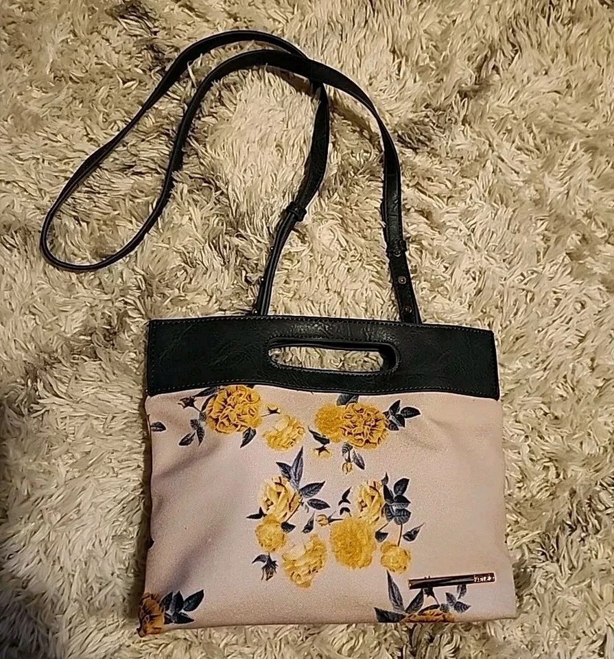Bandolera/cartera de mano Kensie rosa/gris tela floral bolso de cuero correa extraíble Foto 2 de 4