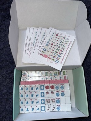 American Mahjong Tile Set Pink Flower Theme 160 Tiles NEW SEALED Storage Box