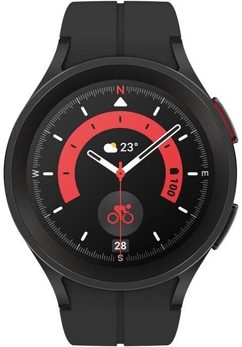 Samsung Galaxy Watch 5 Pro 45mm Titangehäuse mit Silikonarmband - Black Titanium - Bild 3 von 3
