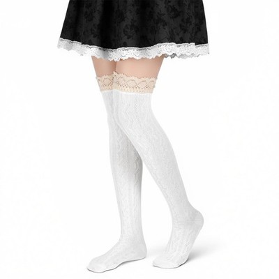 Jxiwfvl White Thigh High Socks, over the Knee Medium-X-Large, 