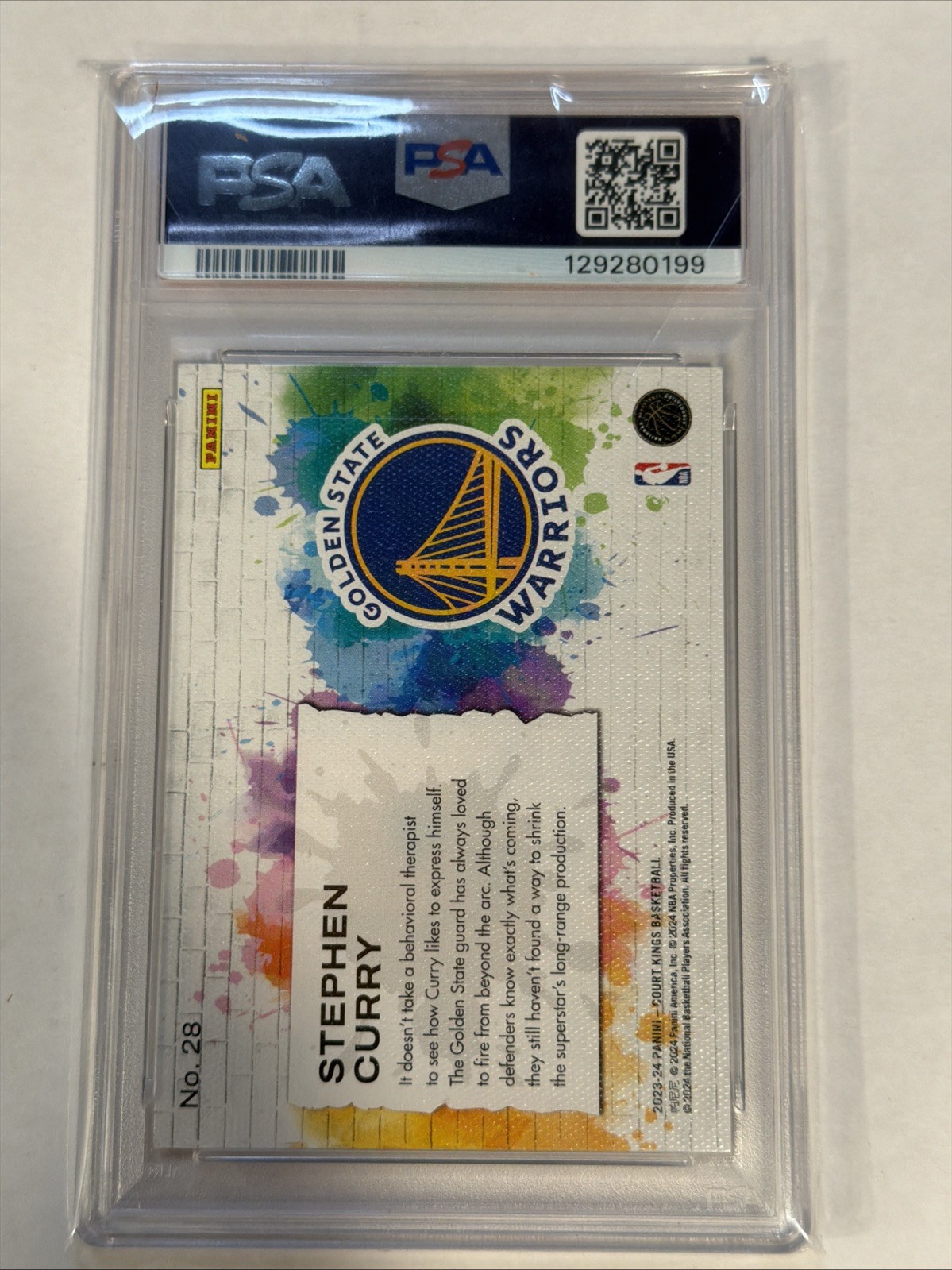 2023 Panini Court Kings Stephen Curry Self Expression #28 PSA 10 view 3