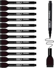 12 Pcs Magnetic Dry Erase Markers with Eraser, Erasable Whiteboard Markers for