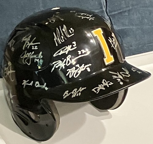 2012 Iowa Hawkeyes Baseball Team Autographed Batting Helmet #10 w/ 40 signature