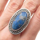 Old Pawn 925 Sterling Silver Vintage Southwestern Lapis Tribal Ring Size 7.75