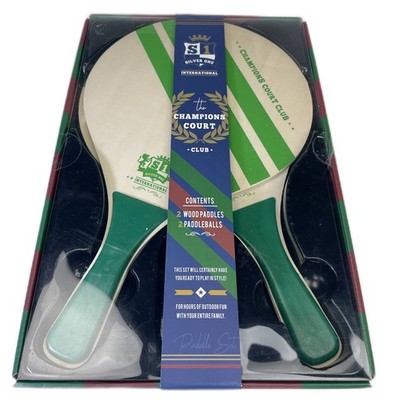 Champions Court Club Wooden Paddle Ball Set Hand Tennis Game