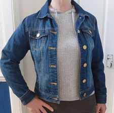 Denim  Co jacket size small 12 Distressed denim in blue/Gold buttons/Cotton