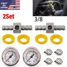 Fuel Pressure Gauge 0-140PSI with In-Line Adapter 3/8 Inch Oil Pressure Gauge 2x