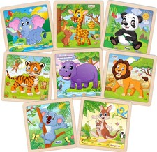 Wooden Puzzles for Toddlers 9 Pieces Animal Jigsaw Puzzles for Kids Ages 3-5 4-6