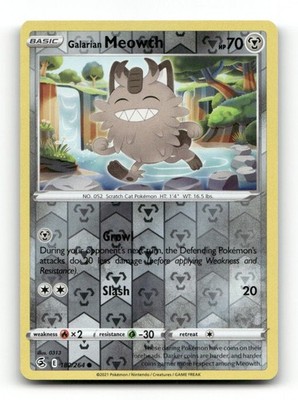 Galarian Meowth 180/264 Common FST Fusion Strike Pokemon Reverse Holo NM/M