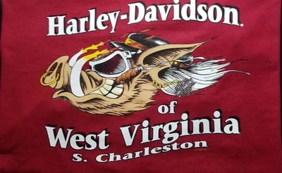 Harley-Davidson Motorcycles Firefighter Graphic T-Shirt Red Charleston WV 2XL - Image 1 of 4