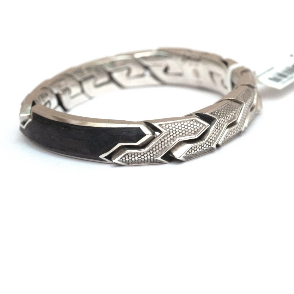 DAVID YURMAN Nuevo Brazalete Para Hombres 11.5mm Forjado Carbono y Plata ID Eslabón - Mediano Foto 3 de 4