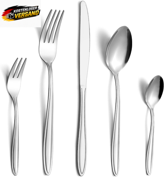 Besteck Set, 60-Teiliges Edelstahl Besteck Set FüR 12 Personen, Hochglanzpoliert-image