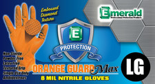 Orange Nitrile Disposable Gloves 8 Mil Raised Diamond Texture