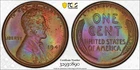 1941 Lincoln Wheat Cent Penny Pcgs MS64RB Gem MONSTER RAINBOW TONING TONED
