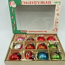 12 - Vintage Made in US of A (8) & SHINY BRITE (4) Christmas Mercury Ornaments