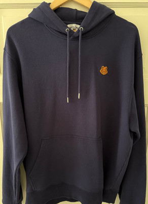 Kenzo Paris Hoodie Men s Blue Embroidered Neon Tiger Logo XL MSRP $285