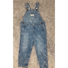 OshKosh B'gosh toddler girls' heart denim overalls in a light blue wash