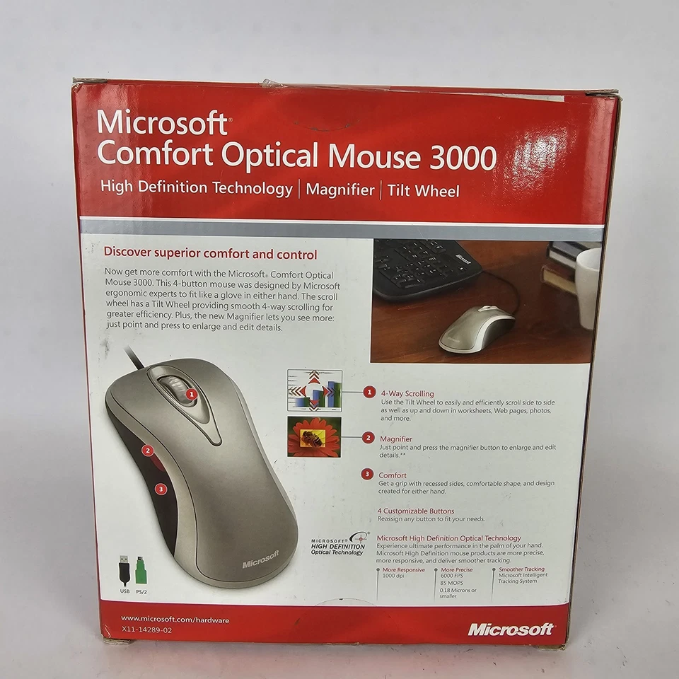 Microsoft Comfort Optical Mouse 3000 Wired Mouse - D1T-00002 - Image 2 of 4