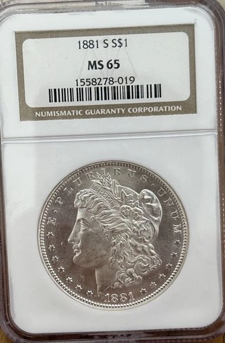1881-S Morgan Silver Dollar $1 NGC MS65 - Attractive & Original Some Reflective