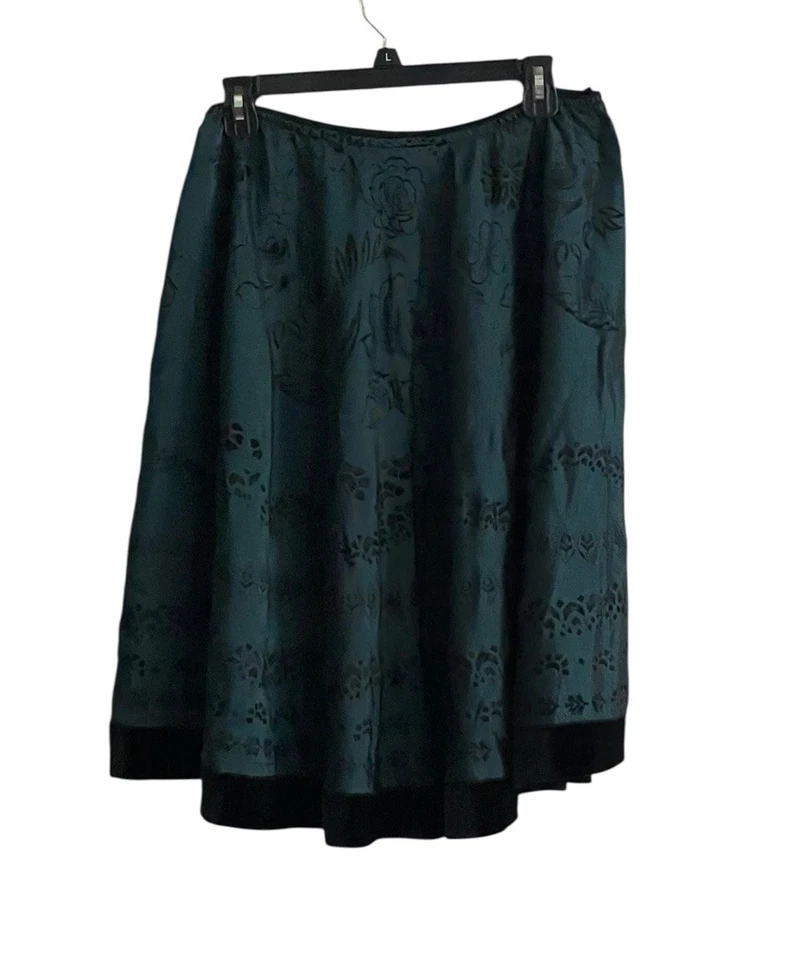 Falda De Colección Metáfora Verde Floral Negro Terciopelo Borde Línea A XL Oscura Romántica Grunge Foto 2 de 4