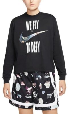 Nike Women's Retro Swoosh We Fly to Defy Long Sleeve Boxy T Shirt  Small $40