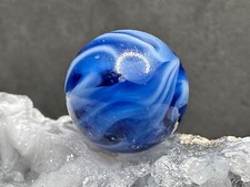 Vintage ALLEY AGATE Wispy Swirl Marble - Blue  White - .68" KILLER Busy 